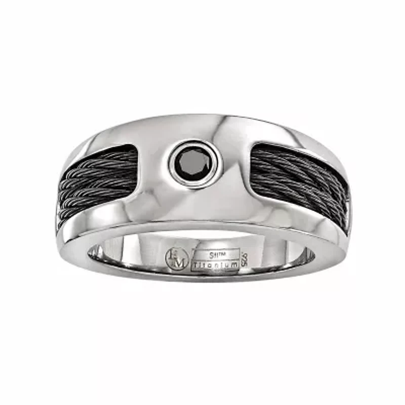 Mens 8MM Genuine Black Sterling Silver Titanium Wedding Band