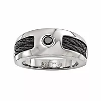 Mens 8MM Genuine Black Sterling Silver Titanium Wedding Band