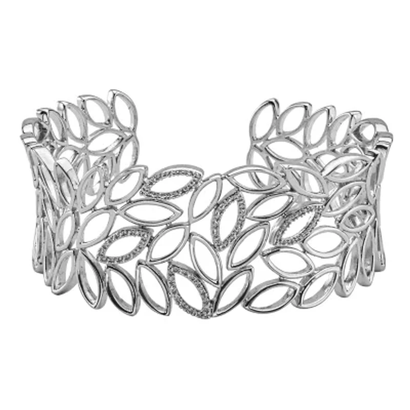 Womens 1/5 CT. White Diamond Sterling Silver Cuff Bracelet