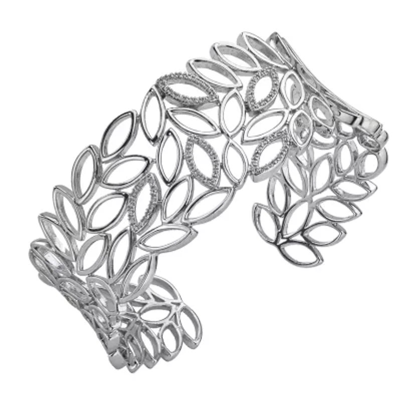 Womens 1/5 CT. White Diamond Sterling Silver Cuff Bracelet