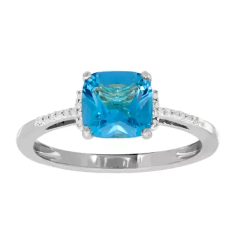 Genuine Blue Topaz & Diamond Accent 10K White Gold Ring