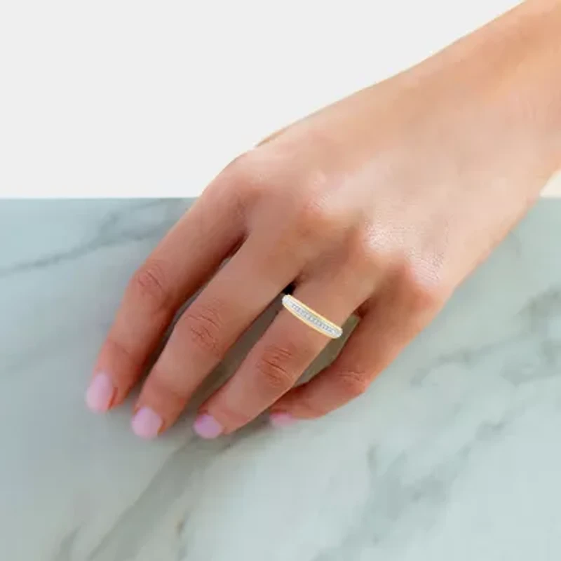 Womens Natural White Diamond 10K Gold Wedding Band