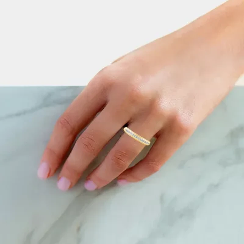 Womens Natural White Diamond 10K Gold Band