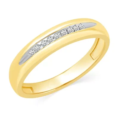 Womens Natural White Diamond 10K Gold Wedding Band