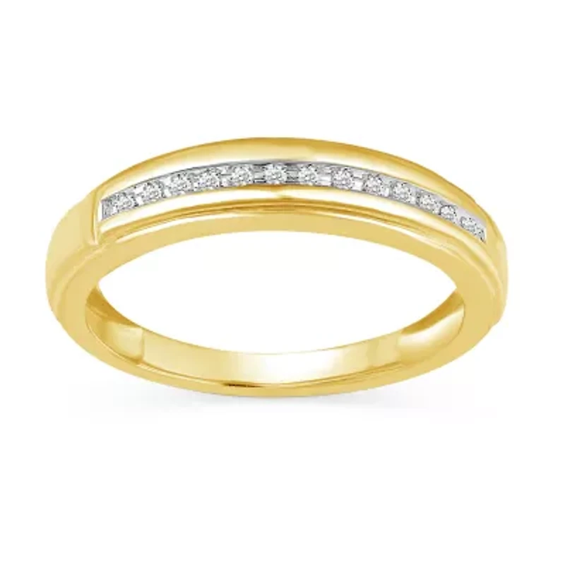 Womens Natural White Diamond 10K Gold Wedding Band