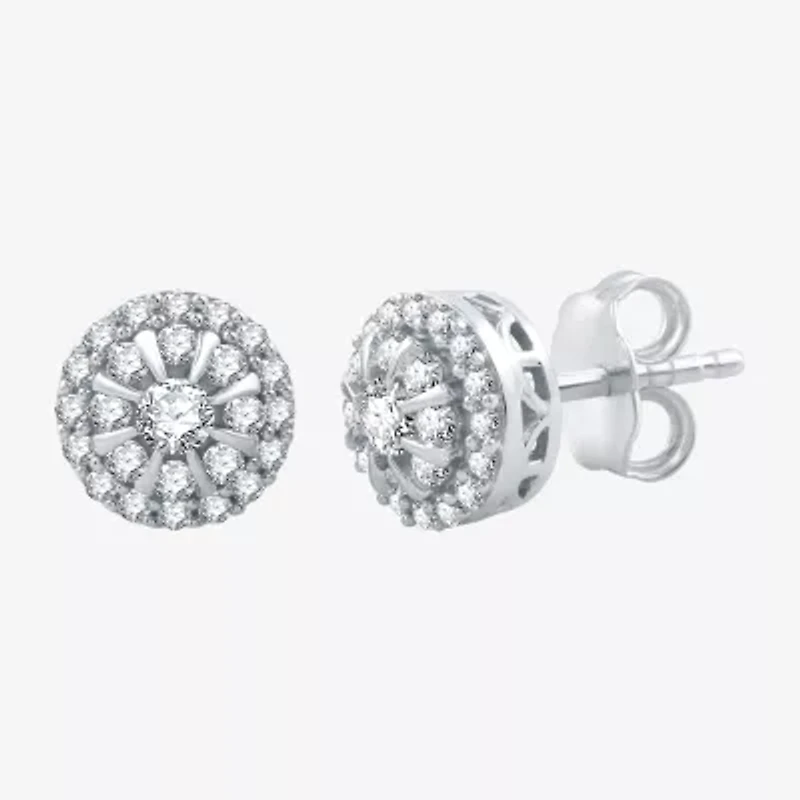 1/2 CT. T.W. Natural White Diamond 10K White Gold 7.9mm Round Stud Earrings