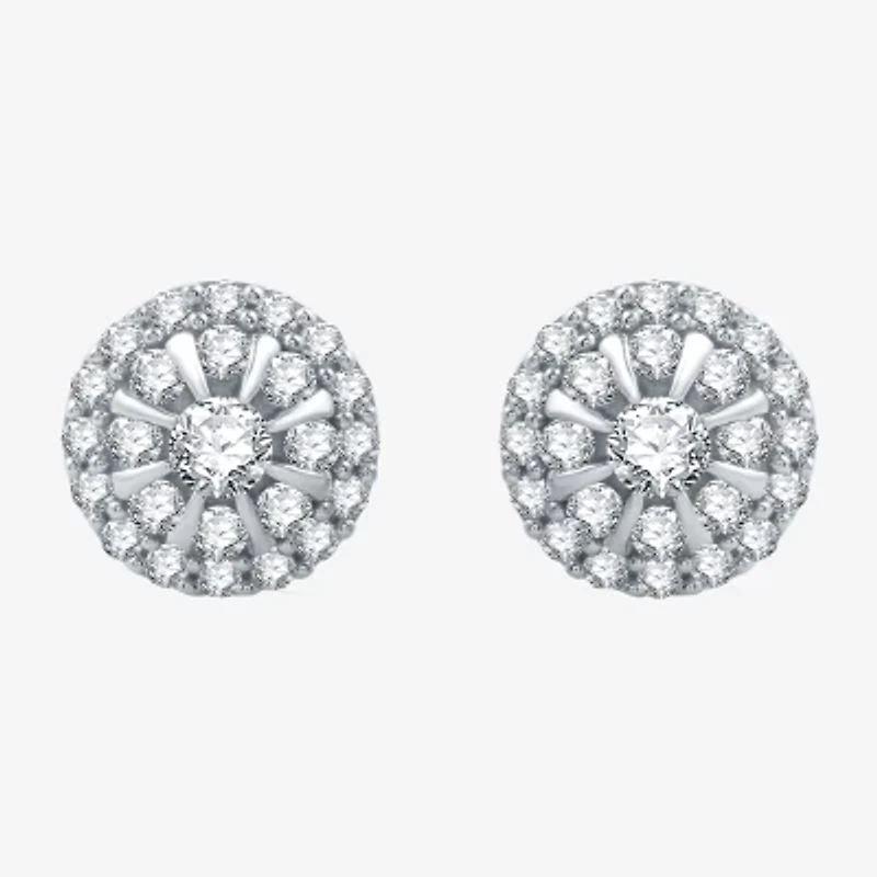 1/2 CT. T.W. Natural White Diamond 10K White Gold 7.9mm Round Stud Earrings