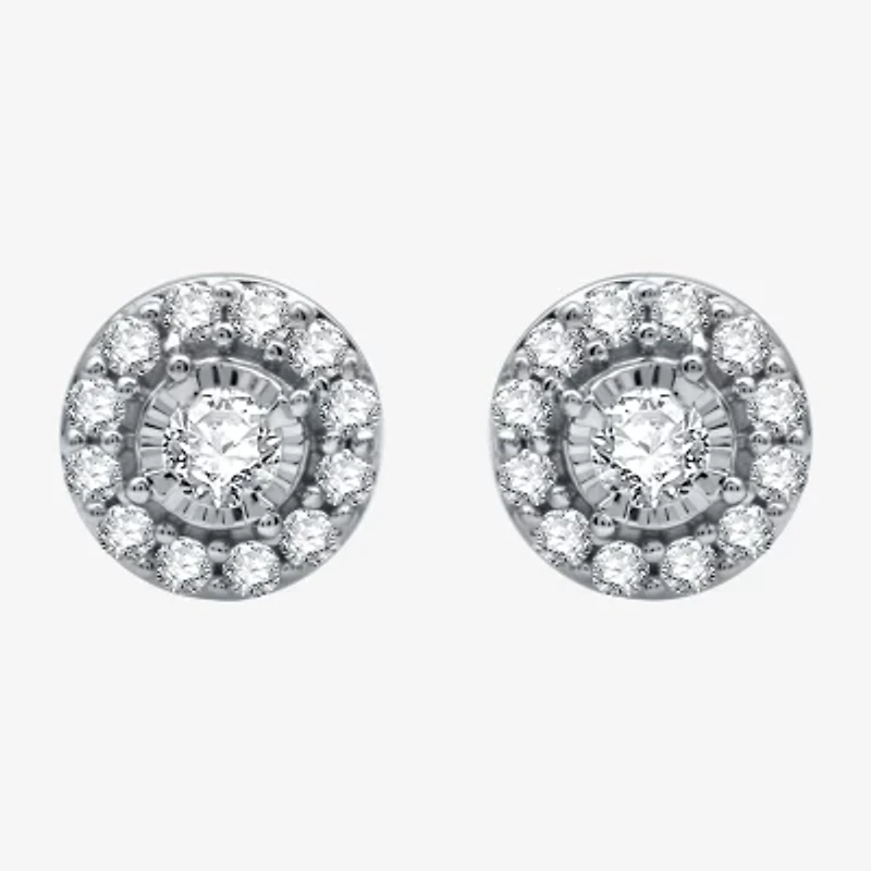 3/8 CT. T.W. Natural White Diamond 10K Gold 7.2mm Round Stud Earrings