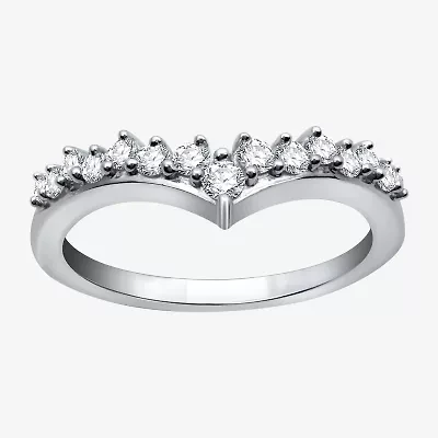 (H-I / I1) Womens 1/3 CT. T.W. Lab Grown White Diamond 10K Gold Chevron Wedding Band