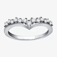 (H-I / I1) Womens 1/3 CT. T.W. Lab Grown White Diamond 10K Gold Chevron Wedding Band