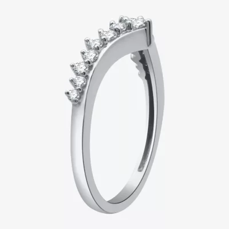 (H-I / I1) Womens 1/3 CT. T.W. Lab Grown White Diamond 10K Gold Chevron Wedding Band