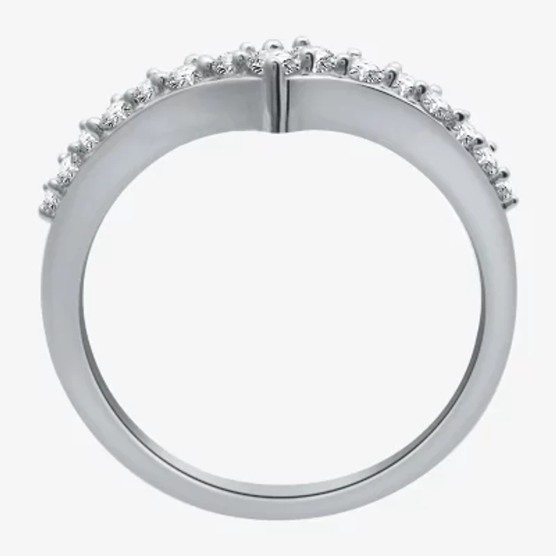 (H-I / I1) Womens 1/3 CT. T.W. Lab Grown White Diamond 10K Gold Chevron Wedding Band