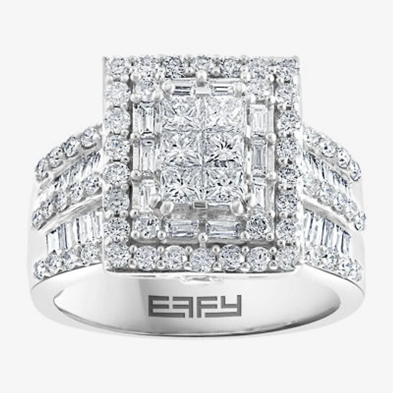Effy Final Call Womens 2 CT. T.W. Natural Diamond 14K White Gold Halo Cocktail Ring