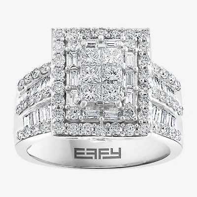 Effy  Womens 2 CT. T.W. Natural Diamond 14K White Gold Halo Cocktail Ring