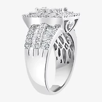 Effy Final Call Womens 2 CT. T.W. Natural Diamond 14K White Gold Halo Cocktail Ring