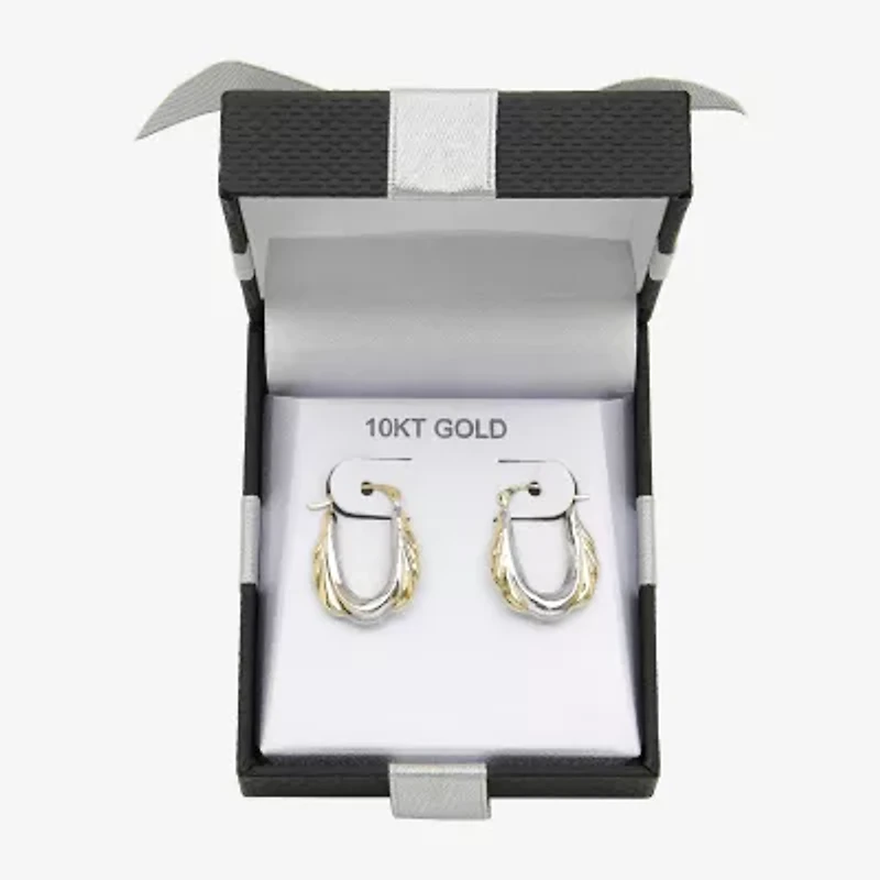 Womens 10K Two Tone Gold 20.7mm Round Hoop Earrings