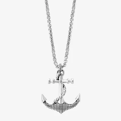 Effy  Mens Sterling Silver Anchor 22 Inch Pendant Necklace