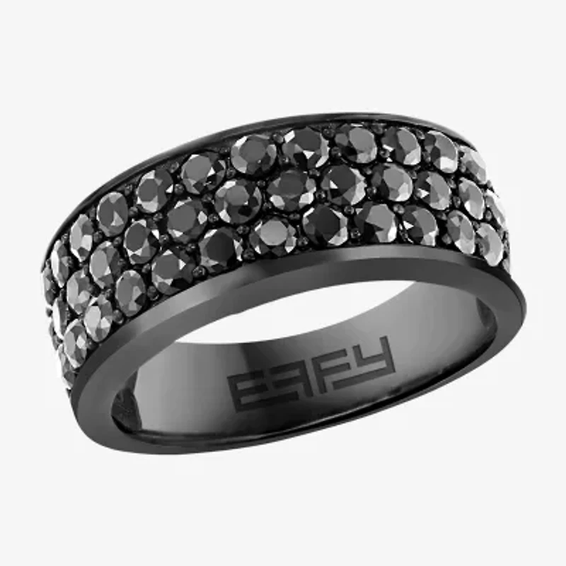 Effy Final Call Mens Genuine Black Spinel Sterling Silver Band