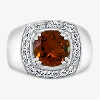 Effy Mens Genuine Champagne Quartz & Genuine White Topaz Sterling Silver Fashion Ring