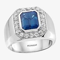Effy  Mens Genuine Blue & White Topaz Sterling Silver Fashion Ring
