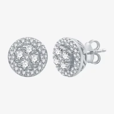 (H-I / I1) 1 CT. T.W. Lab Grown White Diamond Sterling Silver 10.6mm Round Stud Earrings