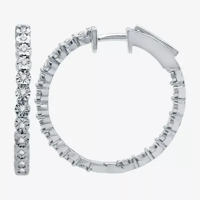 (H-I / I1) Womens 1/4 CT. T.W. Lab Grown Diamond Sterling Silver 24.9mm Hoop Earrings