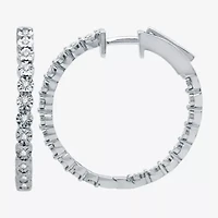 (H-I / I1) Womens 1/4 CT. T.W. Lab Grown Diamond Sterling Silver 24.9mm Hoop Earrings