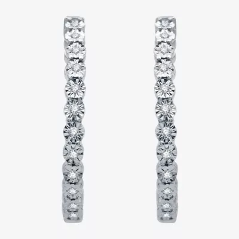 (H-I / I1) Womens 1/4 CT. T.W. Lab Grown Diamond Sterling Silver 24.9mm Hoop Earrings