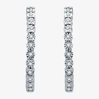 (H-I / I1) Womens 1/4 CT. T.W. Lab Grown Diamond Sterling Silver 24.9mm Hoop Earrings