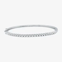 (H-I / I1) Womens 1 CT. T.W. Lab Grown White Diamond Sterling Silver Bangle Bracelet