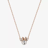 Disney Collection Girls White Crystal 14K Rose Gold Over Silver 15 Inch Pendant Necklace