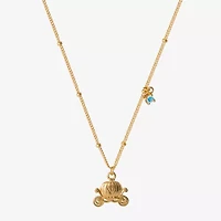 Disney Collection Carriage Womens Blue Cubic Zirconia 14K Gold Over Silver 15 Inch Pendant Necklace