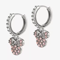 Disney Collection Pink Cubic Zirconia Sterling Silver 16.2mm Minnie Mouse Stud Earrings