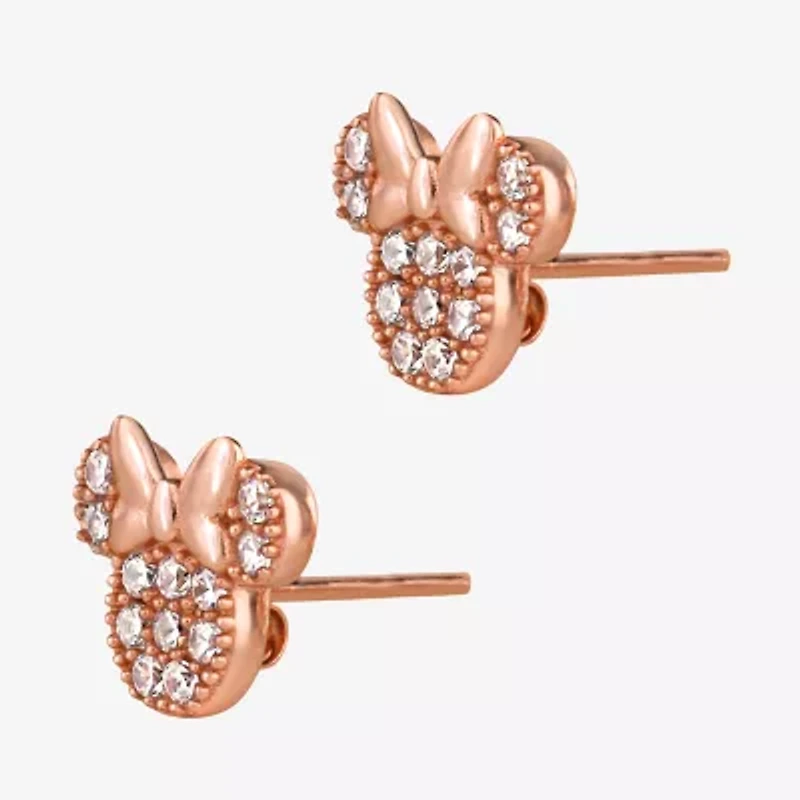 Disney Collection Cubic Zirconia 14K Gold Over Silver 8.9mm Minnie Mouse Stud Earrings