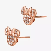 Disney Collection Cubic Zirconia 14K Gold Over Silver 8.9mm Minnie Mouse Stud Earrings