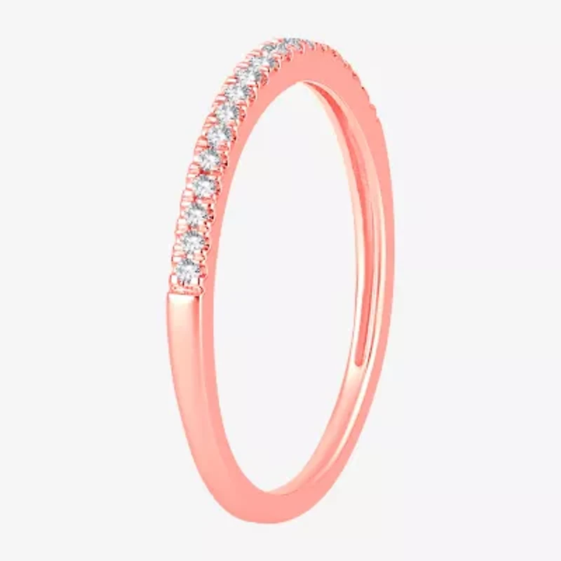 Womens 1/10 CT. T.W. Genuine White Diamond 10K Gold Wedding Band