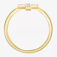 Effy  Womens 1/10 CT. T.W. Natural Diamond Sterling Silver Cross Cocktail Ring