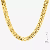 Mens 18K Gold Over Stainless Steel Hypoallergenic 24 Inch Cuban Chain Necklace