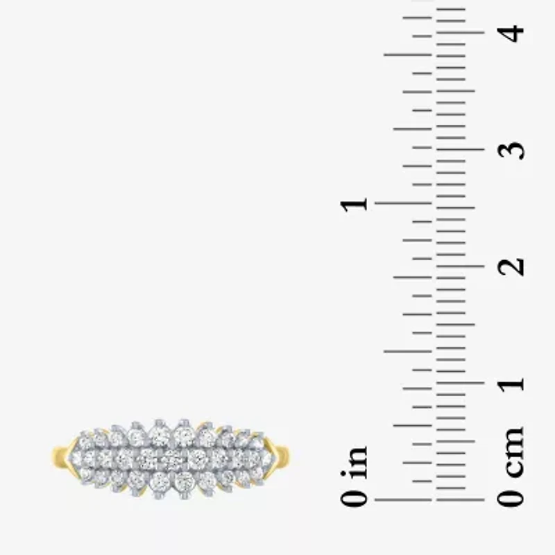 (G-H / Si2-I1) Womens 1/3 CT. T.W. Lab Grown White Diamond 10K Gold Cluster Cocktail Ring
