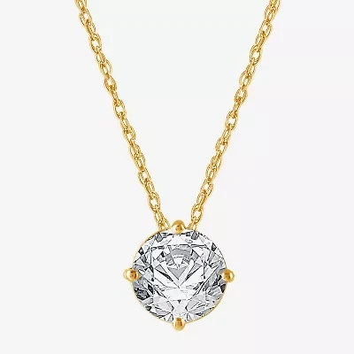 Ever Star (H-I / Si2-I1) Womens 1 CT. Lab Grown White Diamond 10K Gold Round 18 Inch Pendant Necklace