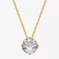 Ever Star (H-I / Si2-I1) Womens 1 CT. Lab Grown White Diamond 10K Gold Round 18 Inch Pendant Necklace