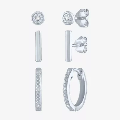 Diamond Addiction Diamond Accent 3 Pair Earring in Sterling Silver