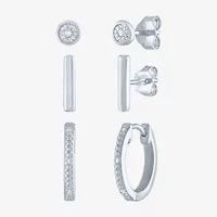 Diamond Addiction Diamond Accent 3 Pair Earring in Sterling Silver