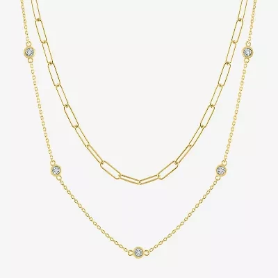 Diamond Addiction Womens 2-pc. Diamond Accent Genuine necklace Set in Sterling Silver or 14K Gold Over Silver