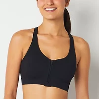 Xersion Medium Support Zip Front Seamless Sports Bra