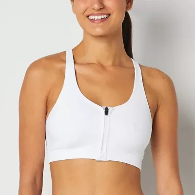 Xersion Medium Support Zip Front Seamless Sports Bra