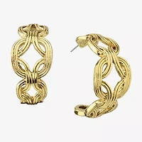 1928 Gold Tone Womens 32mm Hoop Earrings