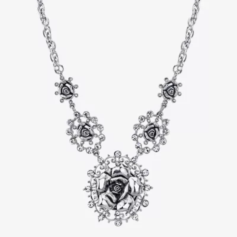 1928 Silver Tone Womens 16 Inch Statement Necklace