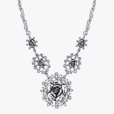 1928 Silver Tone Womens 16 Inch Statement Necklace
