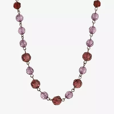 1928 Black Tone & Purple Womens 18 Inch Beaded Necklace